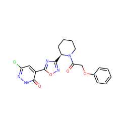 O=C(COc1ccccc1)N1CCCC[C@@H]1c1noc(-c2cc(Cl)n[nH]c2=O)n1 ZINC000144778923