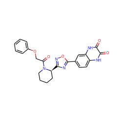 O=C(COc1ccccc1)N1CCCC[C@@H]1c1noc(-c2ccc3[nH]c(=O)c(=O)[nH]c3c2)n1 ZINC000143659207