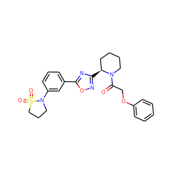 O=C(COc1ccccc1)N1CCCC[C@@H]1c1noc(-c2cccc(N3CCCS3(=O)=O)c2)n1 ZINC000144371752