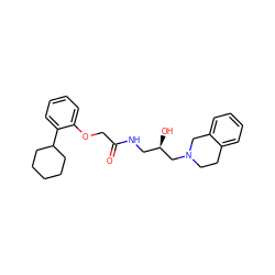 O=C(COc1ccccc1C1CCCCC1)NC[C@@H](O)CN1CCc2ccccc2C1 ZINC000218908869