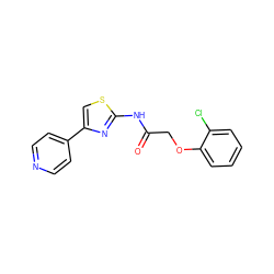 O=C(COc1ccccc1Cl)Nc1nc(-c2ccncc2)cs1 ZINC000006969576