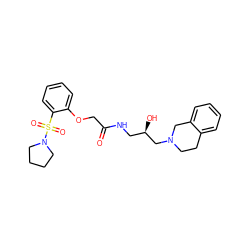 O=C(COc1ccccc1S(=O)(=O)N1CCCC1)NC[C@@H](O)CN1CCc2ccccc2C1 ZINC000218913933