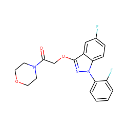 O=C(COc1nn(-c2ccccc2F)c2ccc(F)cc12)N1CCOCC1 ZINC000653852803