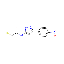 O=C(CS)Nc1cc(-c2ccc([N+](=O)[O-])cc2)n[nH]1 ZINC000040846039