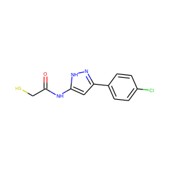 O=C(CS)Nc1cc(-c2ccc(Cl)cc2)n[nH]1 ZINC000040943187