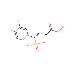 O=C(CS[C@@H](c1ccc(F)c(F)c1)P(=O)(O)O)NO ZINC000096284896