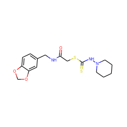 O=C(CSC(=S)NN1CCCCC1)NCc1ccc2c(c1)OCO2 ZINC001772579136