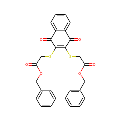 O=C(CSC1=C(SCC(=O)OCc2ccccc2)C(=O)c2ccccc2C1=O)OCc1ccccc1 ZINC000040952043