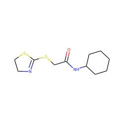 O=C(CSC1=NCCS1)NC1CCCCC1 ZINC000000617428