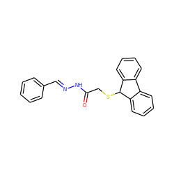 O=C(CSC1c2ccccc2-c2ccccc21)N/N=C/c1ccccc1 ZINC000005205791