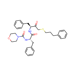 O=C(CSCCCc1ccccc1)[C@H](Cc1ccccc1)NC(=O)[C@H](Cc1ccccc1)NC(=O)N1CCOCC1 ZINC000027744301