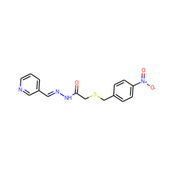 O=C(CSCc1ccc([N+](=O)[O-])cc1)N/N=C/c1cccnc1 ZINC000000313780