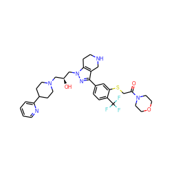 O=C(CSc1cc(-c2nn(C[C@@H](O)CN3CCC(c4ccccn4)CC3)c3c2CNCC3)ccc1C(F)(F)F)N1CCOCC1 ZINC000049780931