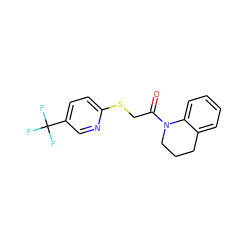 O=C(CSc1ccc(C(F)(F)F)cn1)N1CCCc2ccccc21 ZINC000138900354