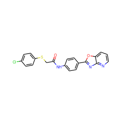 O=C(CSc1ccc(Cl)cc1)Nc1ccc(-c2nc3ncccc3o2)cc1 ZINC000000678766