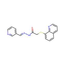 O=C(CSc1cccc2cccnc12)N/N=C/c1cccnc1 ZINC000000264215