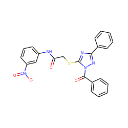 O=C(CSc1nc(-c2ccccc2)nn1C(=O)c1ccccc1)Nc1cccc([N+](=O)[O-])c1 ZINC000000850384