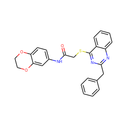 O=C(CSc1nc(Cc2ccccc2)nc2ccccc12)Nc1ccc2c(c1)OCCO2 ZINC000001342621