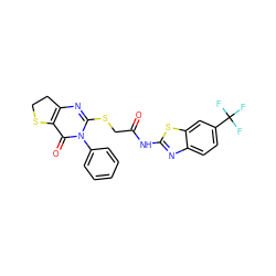 O=C(CSc1nc2c(c(=O)n1-c1ccccc1)SCC2)Nc1nc2ccc(C(F)(F)F)cc2s1 ZINC000095584102