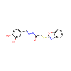 O=C(CSc1nc2ccccc2o1)N/N=C/c1ccc(O)c(O)c1 ZINC000000312009