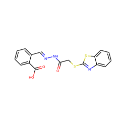 O=C(CSc1nc2ccccc2s1)N/N=C/c1ccccc1C(=O)O ZINC000000954369