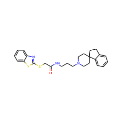 O=C(CSc1nc2ccccc2s1)NCCCN1CCC2(CCc3ccccc32)CC1 ZINC000028569191