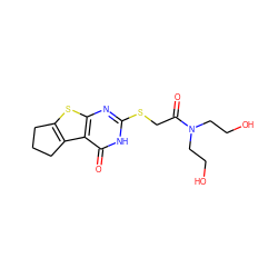 O=C(CSc1nc2sc3c(c2c(=O)[nH]1)CCC3)N(CCO)CCO ZINC000017137980