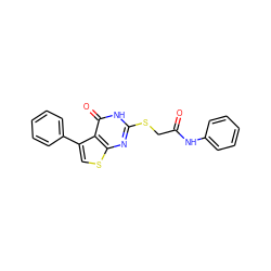 O=C(CSc1nc2scc(-c3ccccc3)c2c(=O)[nH]1)Nc1ccccc1 ZINC000016393646