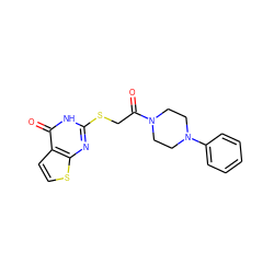 O=C(CSc1nc2sccc2c(=O)[nH]1)N1CCN(c2ccccc2)CC1 ZINC000004810588