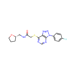 O=C(CSc1ncnc2c1nnn2-c1ccc(F)cc1)NC[C@@H]1CCCO1 ZINC000004035385