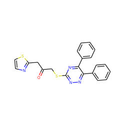 O=C(CSc1nnc(-c2ccccc2)c(-c2ccccc2)n1)Cc1nccs1 ZINC000040862424