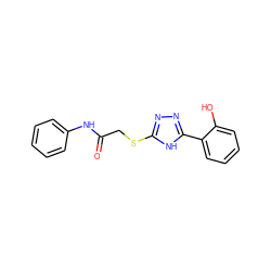 O=C(CSc1nnc(-c2ccccc2O)[nH]1)Nc1ccccc1 ZINC000194457893