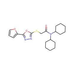 O=C(CSc1nnc(-c2ccco2)o1)N(C1CCCCC1)C1CCCCC1 ZINC000000912247