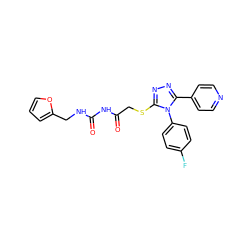 O=C(CSc1nnc(-c2ccncc2)n1-c1ccc(F)cc1)NC(=O)NCc1ccco1 ZINC000003381658