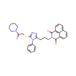 O=C(CSc1nnc(CCCN2C(=O)c3cccc4cccc(c34)C2=O)n1-c1ccccc1)N1CCCCC1 ZINC000008431430