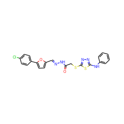 O=C(CSc1nnc(Nc2ccccc2)s1)N/N=C/c1ccc(-c2ccc(Cl)cc2)o1 ZINC001772655959