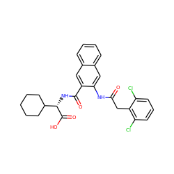 O=C(Cc1c(Cl)cccc1Cl)Nc1cc2ccccc2cc1C(=O)N[C@H](C(=O)O)C1CCCCC1 ZINC000040863428