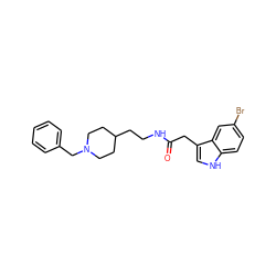 O=C(Cc1c[nH]c2ccc(Br)cc12)NCCC1CCN(Cc2ccccc2)CC1 ZINC000034631259