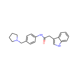 O=C(Cc1c[nH]c2ccccc12)Nc1ccc(CN2CCCC2)cc1 ZINC000007989764