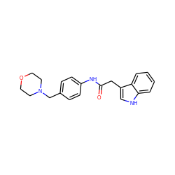 O=C(Cc1c[nH]c2ccccc12)Nc1ccc(CN2CCOCC2)cc1 ZINC000069655362