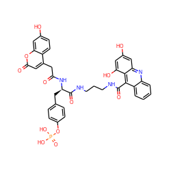 O=C(Cc1cc(=O)oc2cc(O)ccc12)N[C@H](Cc1ccc(OP(=O)(O)O)cc1)C(=O)NCCCNC(=O)c1c2ccccc2nc2cc(O)cc(O)c12 ZINC000095608378