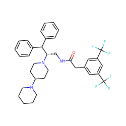 O=C(Cc1cc(C(F)(F)F)cc(C(F)(F)F)c1)NC[C@@H](C(c1ccccc1)c1ccccc1)N1CCC(N2CCCCC2)CC1 ZINC000027518387