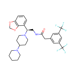 O=C(Cc1cc(C(F)(F)F)cc(C(F)(F)F)c1)NC[C@H](c1cccc2c1OCO2)N1CCC(N2CCCCC2)CC1 ZINC000027441573