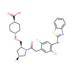 O=C(Cc1cc(Cl)c(Nc2nc3ccccc3s2)cc1F)N1C[C@@H](F)C[C@H]1CO[C@H]1CC[C@H](C(=O)O)CC1 ZINC000261175277