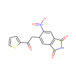 O=C(Cc1cc2c(cc1[N+](=O)[O-])C(=O)NC2=O)c1cccs1 ZINC000653850789