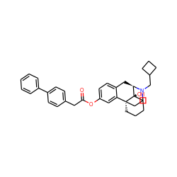 O=C(Cc1ccc(-c2ccccc2)cc1)Oc1ccc2c(c1)[C@@]13CCCC[C@@]1(O)[C@@H](C2)N(CC1CCC1)CC3 ZINC000040827837