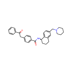 O=C(Cc1ccc(C(=O)N[C@@H]2CCCc3cc(CN4CCCCC4)ccc32)cc1)c1ccccc1 ZINC000072128512