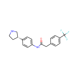 O=C(Cc1ccc(C(F)(F)F)cc1)Nc1ccc([C@@H]2CCNC2)cc1 ZINC000117723913