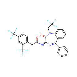 O=C(Cc1ccc(C(F)(F)F)cc1C(F)(F)F)N[C@@H]1N=C(c2ccccc2)c2ccccc2N(CC(F)(F)F)C1=O ZINC000014294568