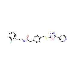 O=C(Cc1ccc(CSc2nnc(-c3ccncc3)o2)cc1)NCCc1ccccc1F ZINC000013442456